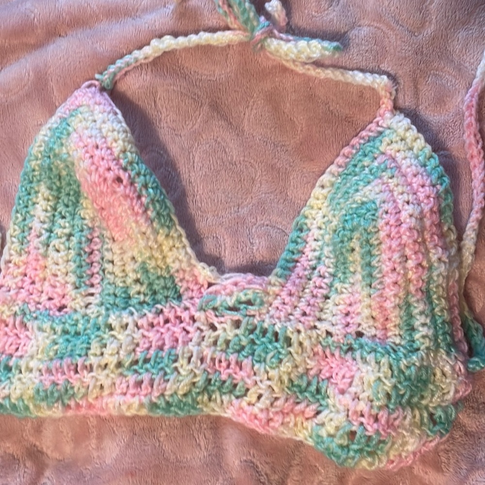 Handmade crochet bralettes and halter top hand wash only!